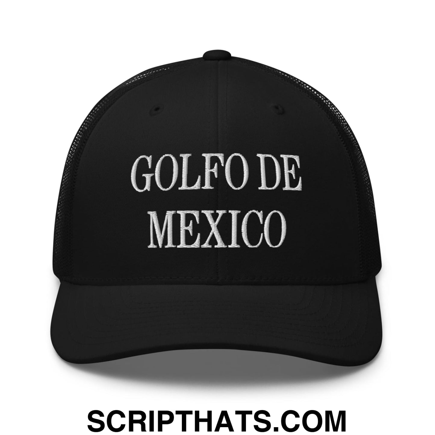 Golfo de Mexico Embroidered Mesh Trucker Hat Black