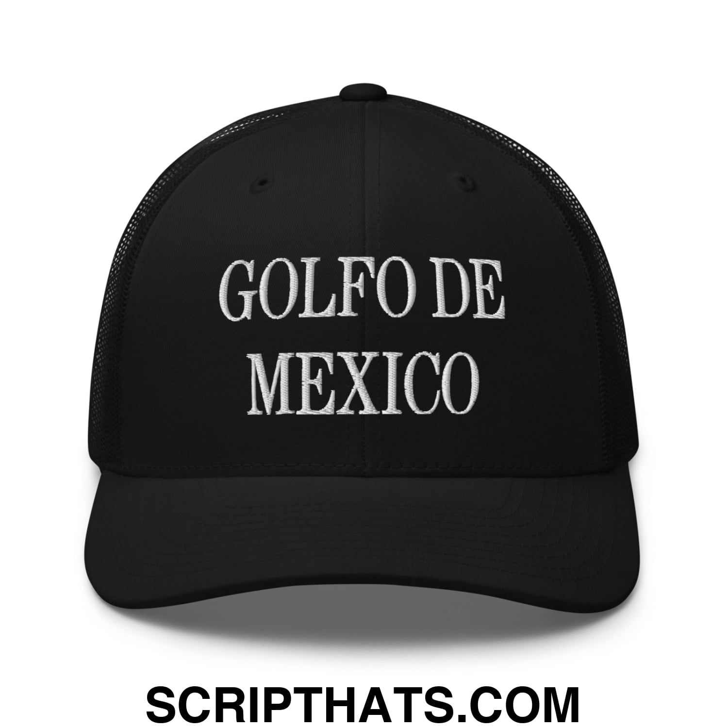 Golfo de Mexico Embroidered Mesh Trucker Hat Black