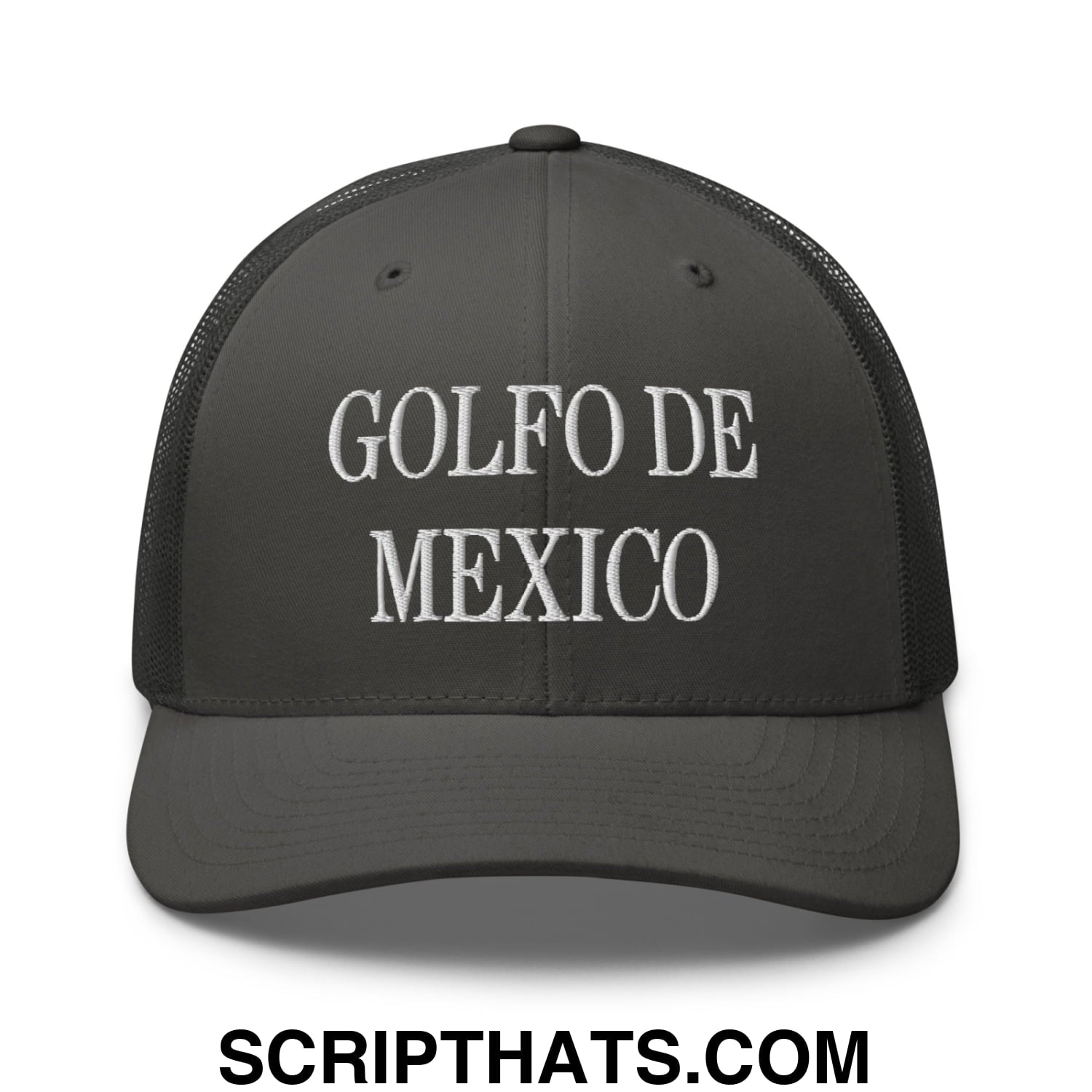 Golfo de Mexico Embroidered Mesh Trucker Hat Charcoal
