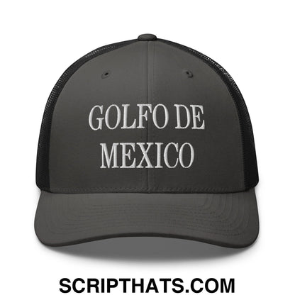 Golfo de Mexico Embroidered Mesh Trucker Hat Charcoal Black