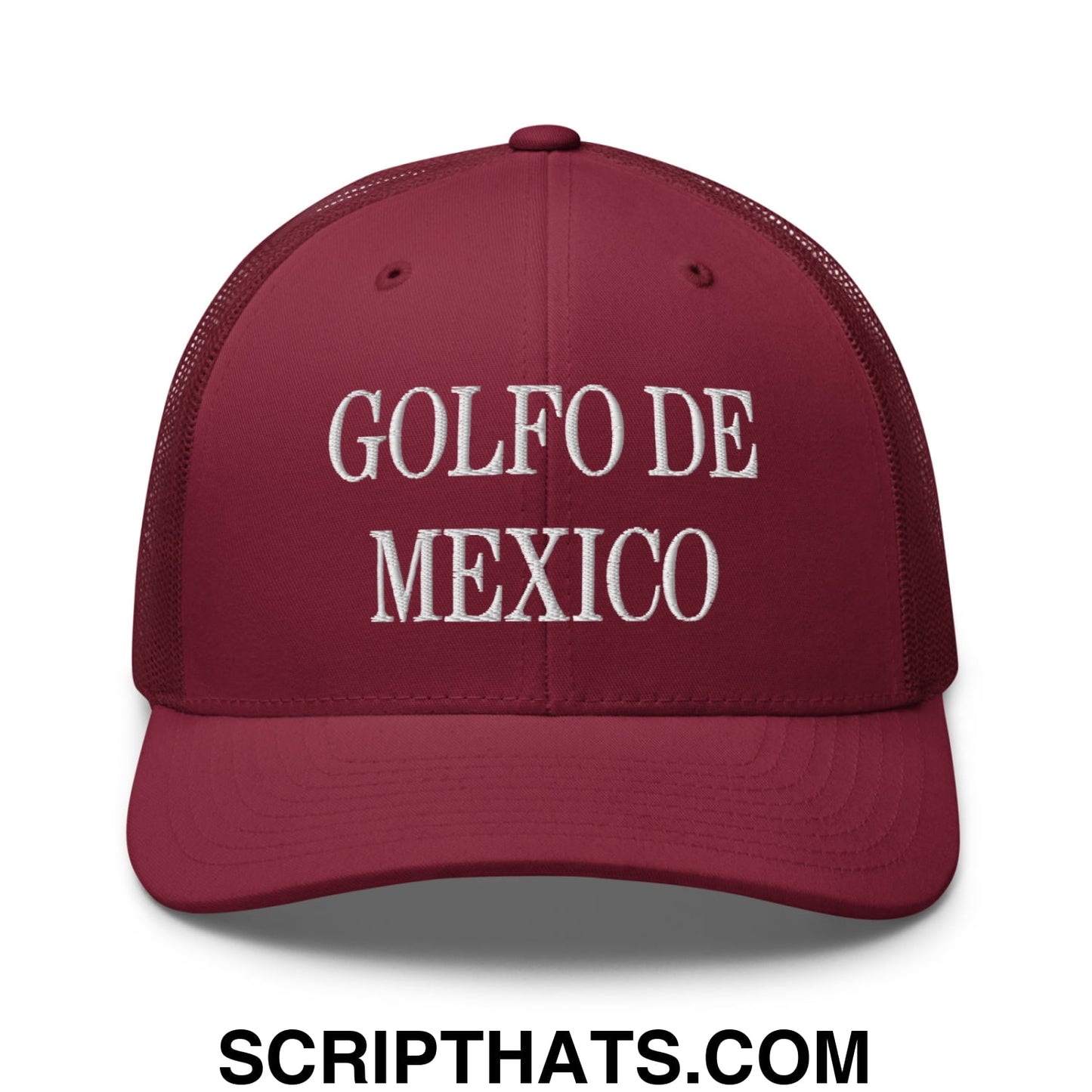 Golfo de Mexico Embroidered Mesh Trucker Hat Cranberry