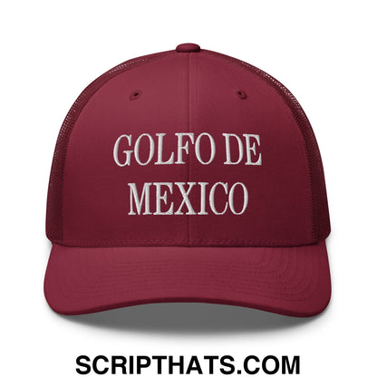 Golfo de Mexico Embroidered Mesh Trucker Hat Cranberry