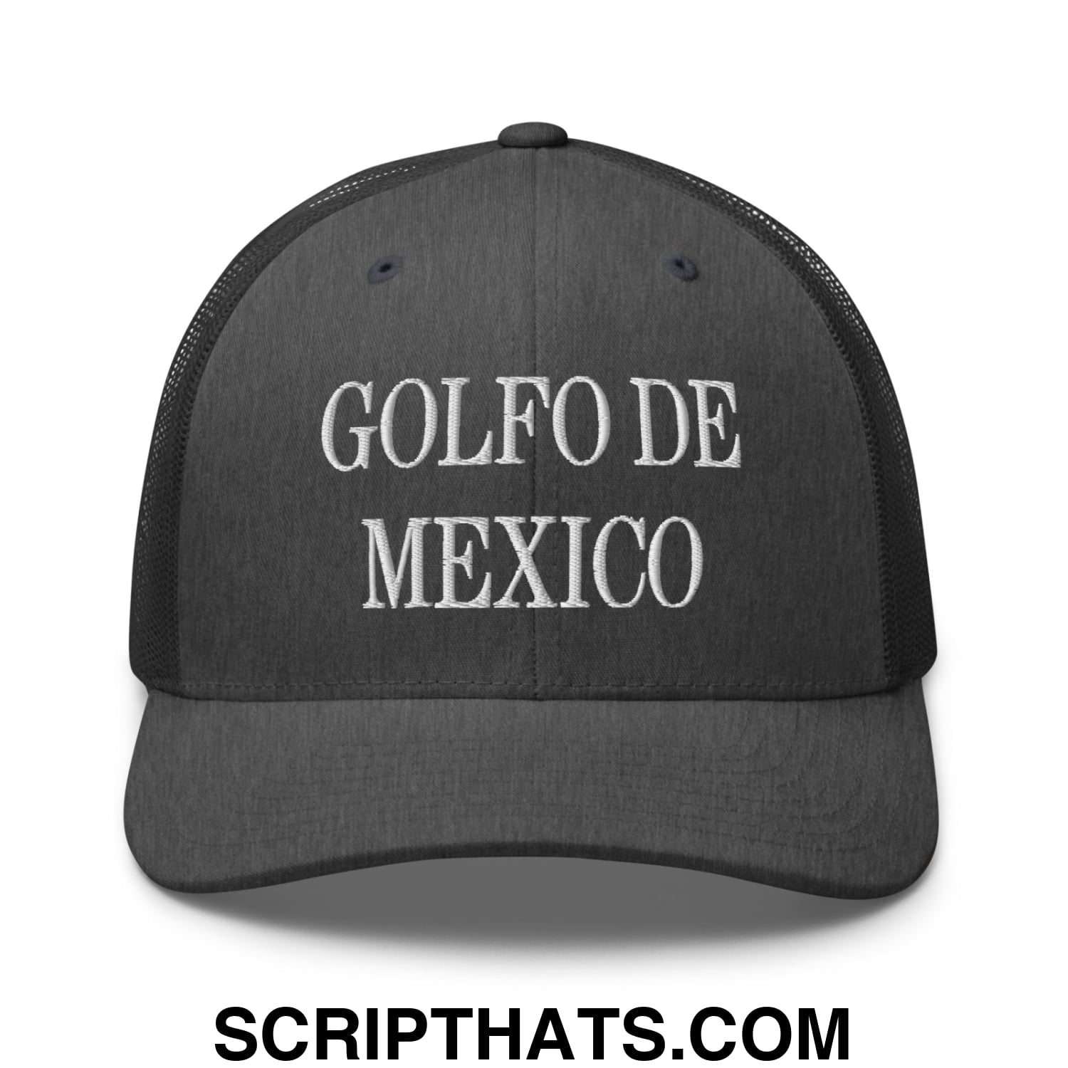 Golfo de Mexico Embroidered Mesh Trucker Hat Dark Heather Gray