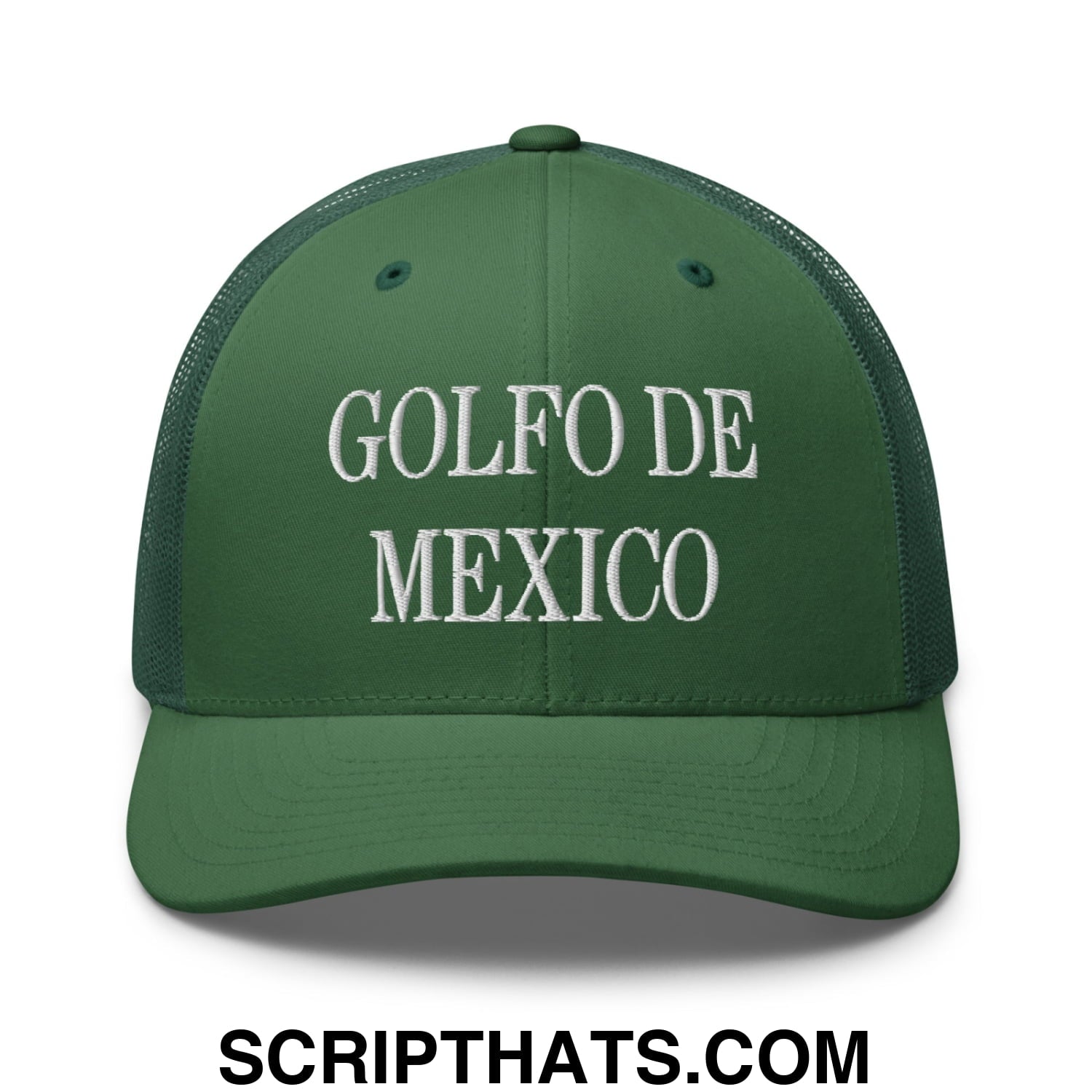 Golfo de Mexico Embroidered Mesh Trucker Hat Evergreen