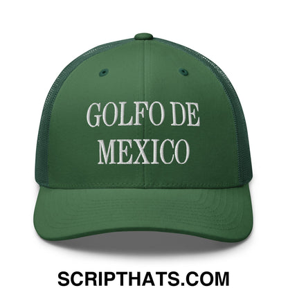 Golfo de Mexico Embroidered Mesh Trucker Hat Evergreen