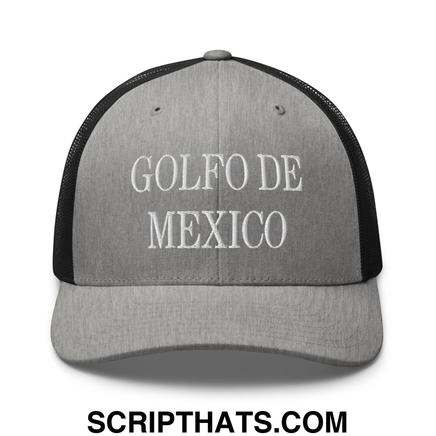 Golfo de Mexico Embroidered Mesh Trucker Hat Heather Black