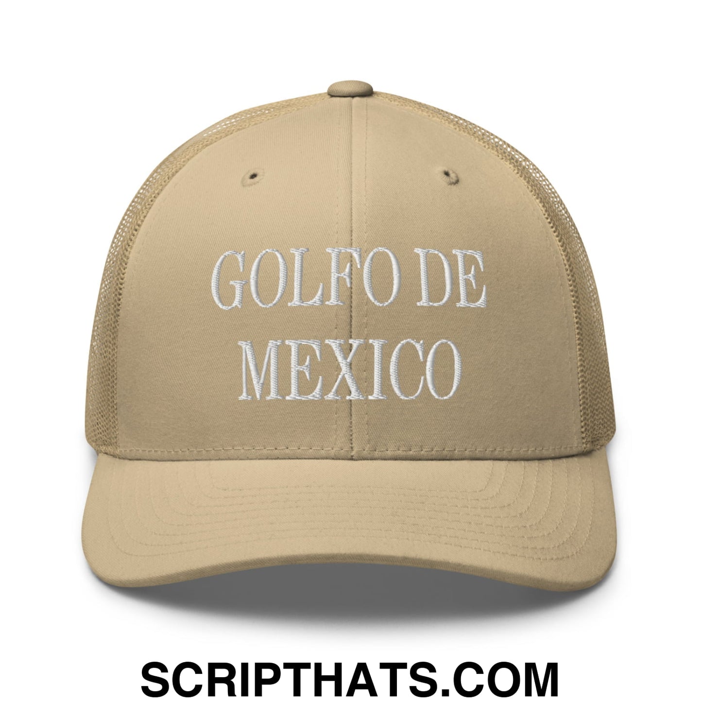 Golfo de Mexico Embroidered Mesh Trucker Hat Khaki