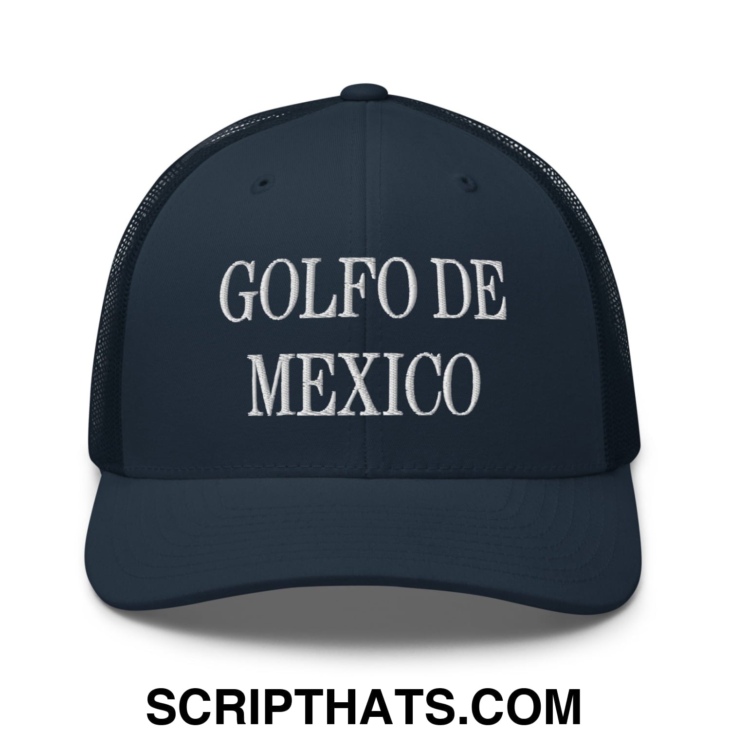 Golfo de Mexico Embroidered Mesh Trucker Hat Navy