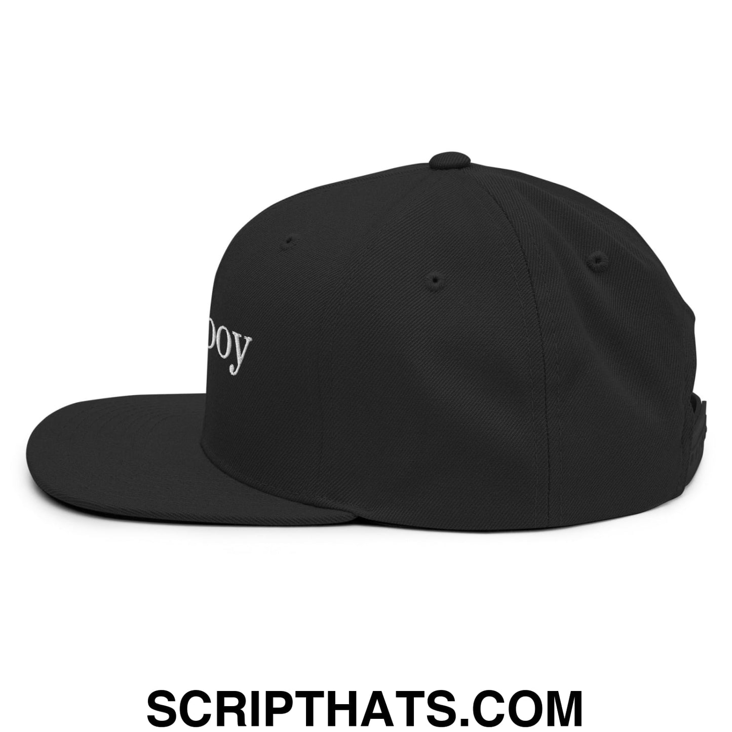 good boy Embroidered Flat Bill Brim Snapback Hat Black