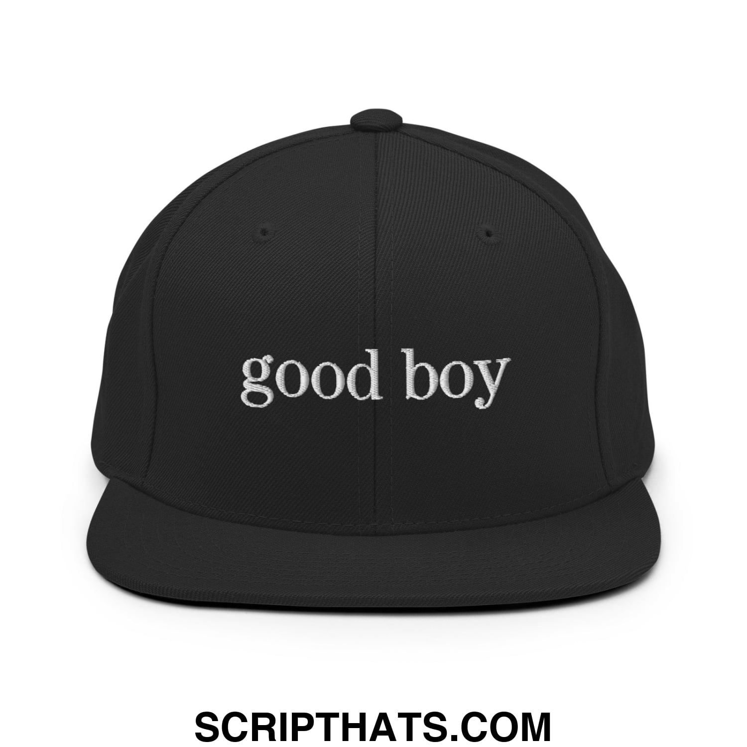 good boy Embroidered Flat Bill Brim Snapback Hat Black