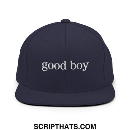 good boy Embroidered Flat Bill Brim Snapback Hat Navy