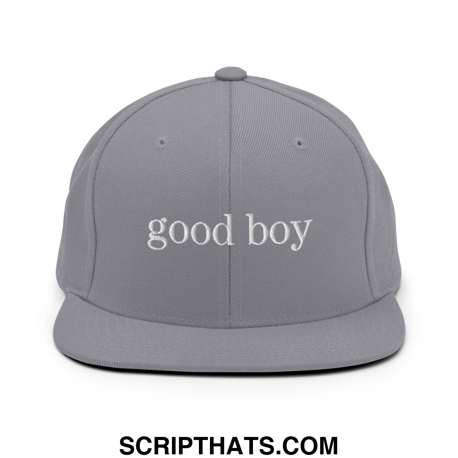 good boy Embroidered Flat Bill Brim Snapback Hat Silver