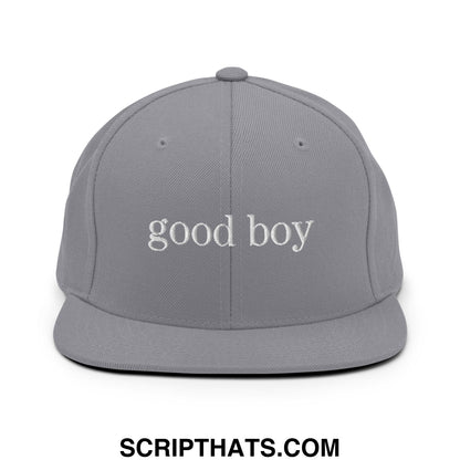 good boy Embroidered Flat Bill Brim Snapback Hat Silver