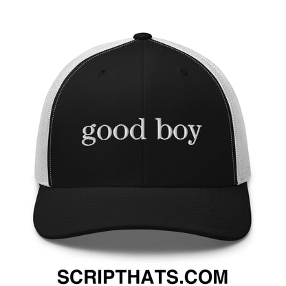 good boy Embroidered Mesh Trucker Hat Black White