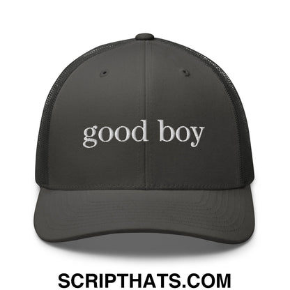 good boy Embroidered Mesh Trucker Hat Charcoal