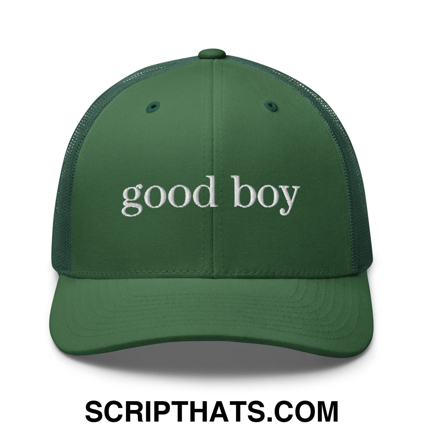 good boy Embroidered Mesh Trucker Hat Evergreen