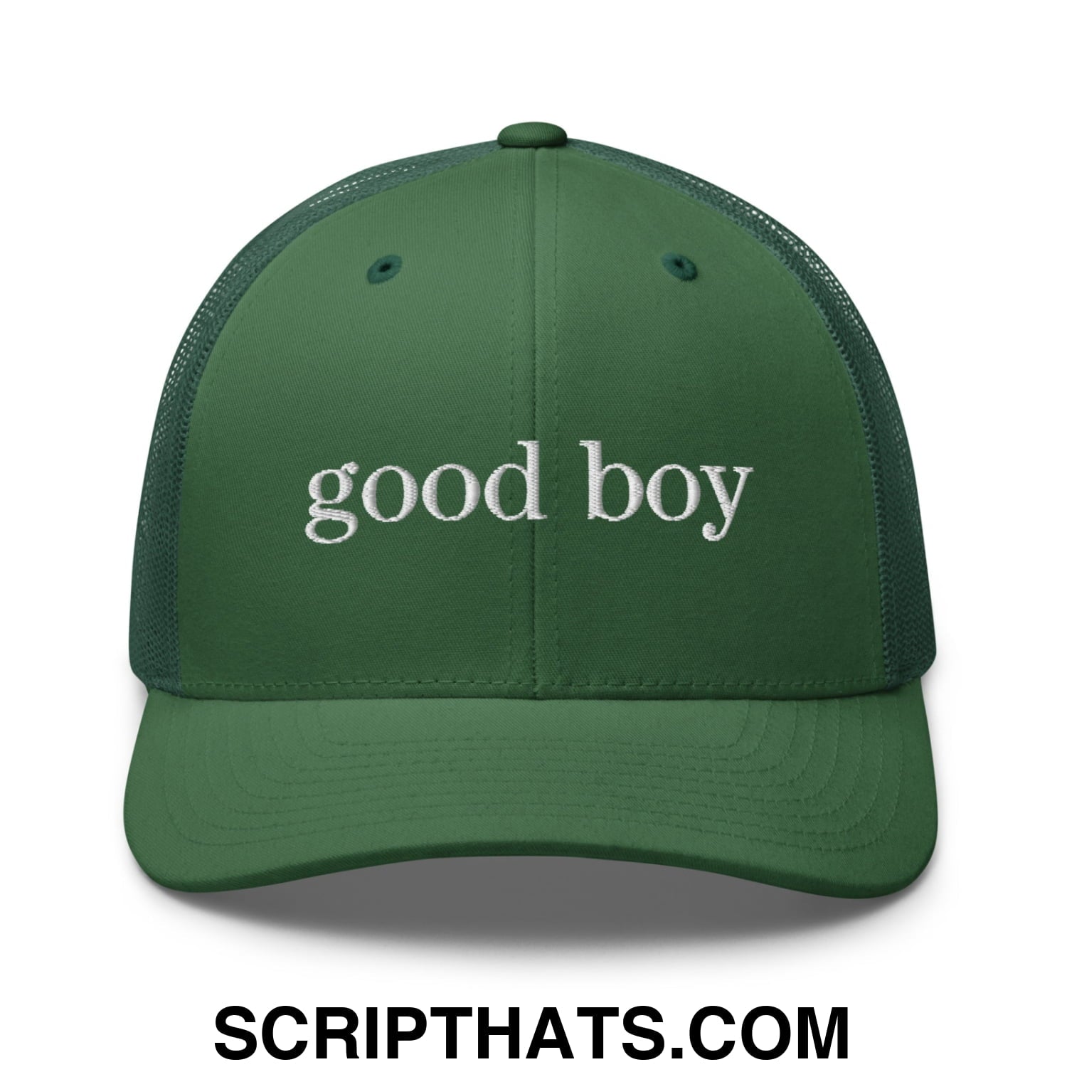 good boy Embroidered Mesh Trucker Hat Evergreen