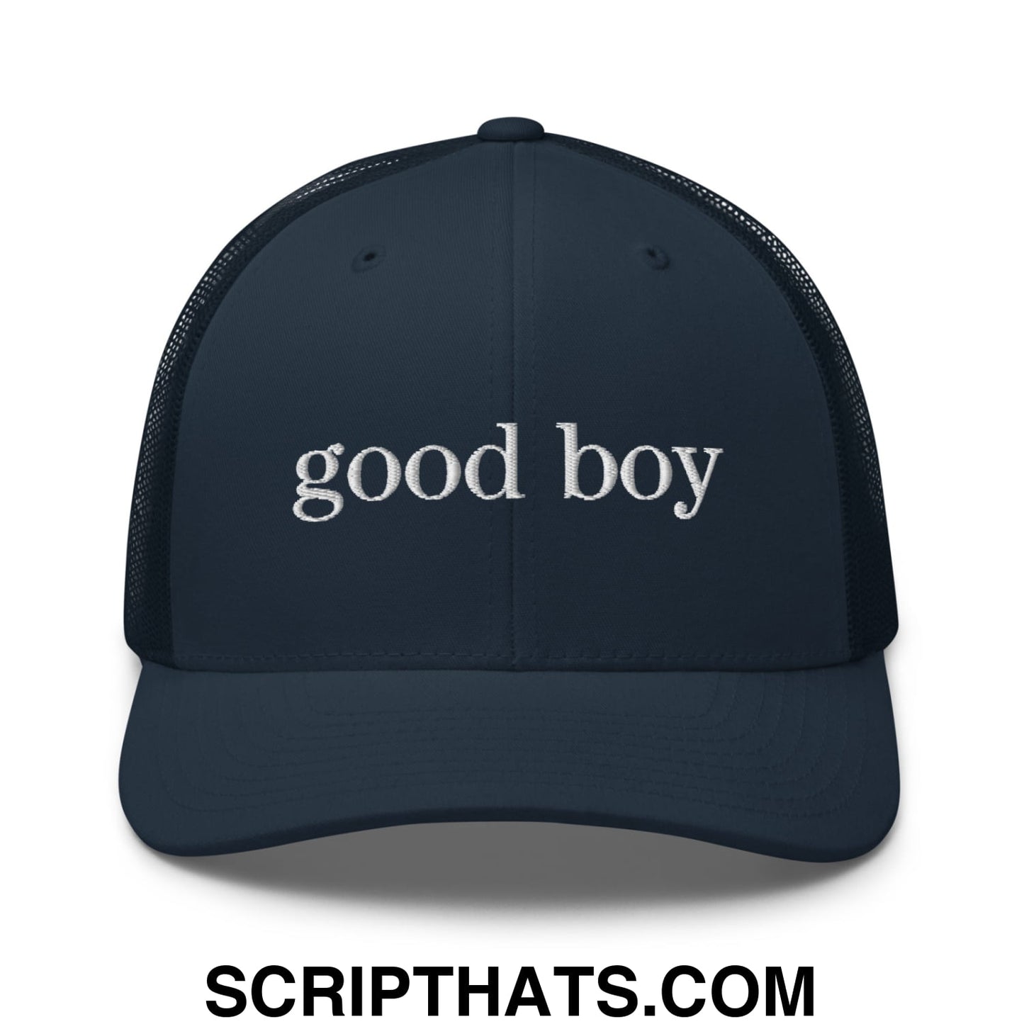 good boy Embroidered Mesh Trucker Hat Navy