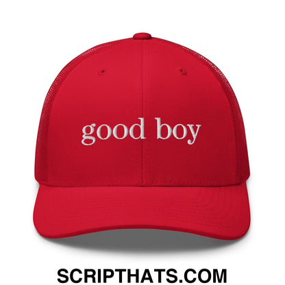 good boy Embroidered Mesh Trucker Hat Red