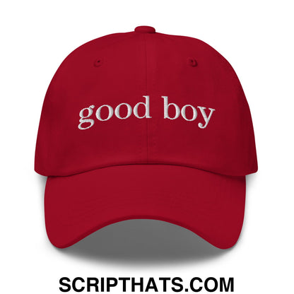good boy Embroidered Unstructured Dad Hat Cranberry