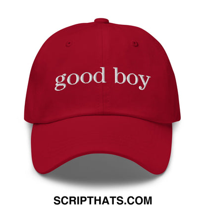 good boy Embroidered Unstructured Dad Hat Cranberry
