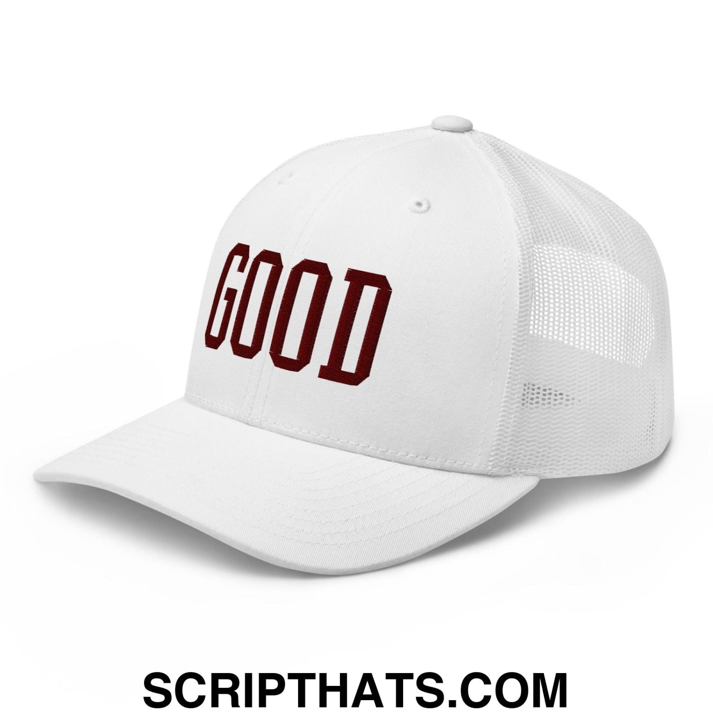 Good Texas Varisty Letterman Block Retro Trucker Hat White
