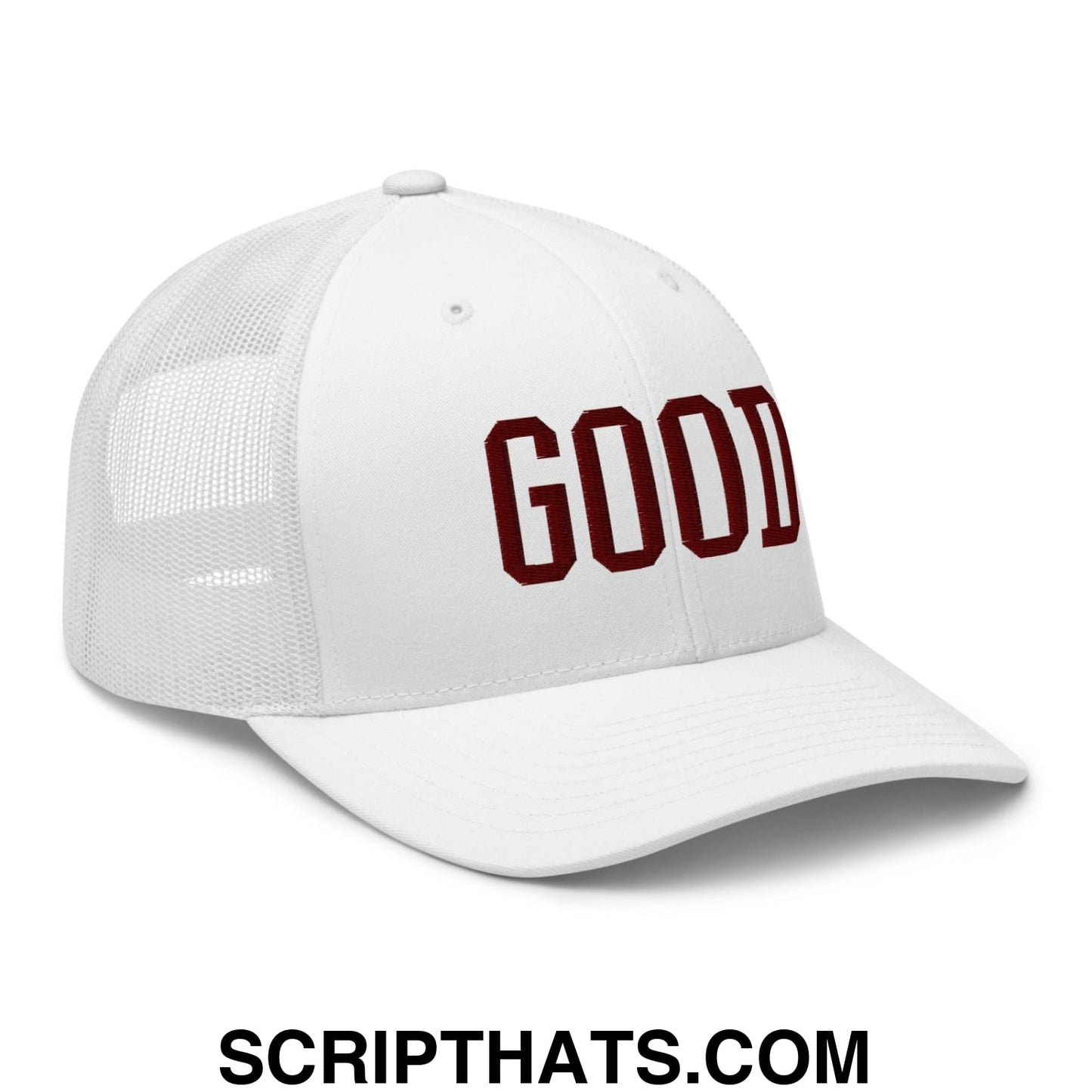 Good Texas Varisty Letterman Block Retro Trucker Hat White