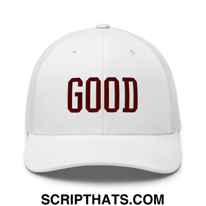 Good Texas Varisty Letterman Block Retro Trucker Hat White