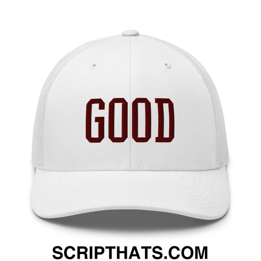 Good Texas Varisty Letterman Block Retro Trucker Hat White