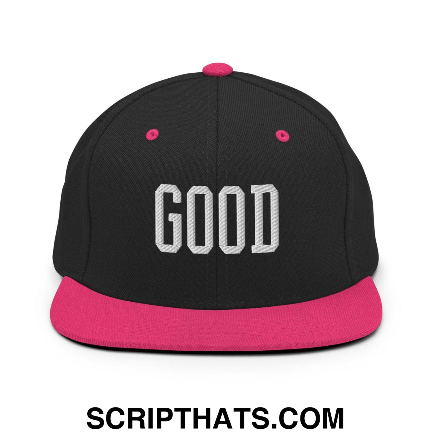 Good Varisty Letterman Block Snapback Hat Black Neon Pink