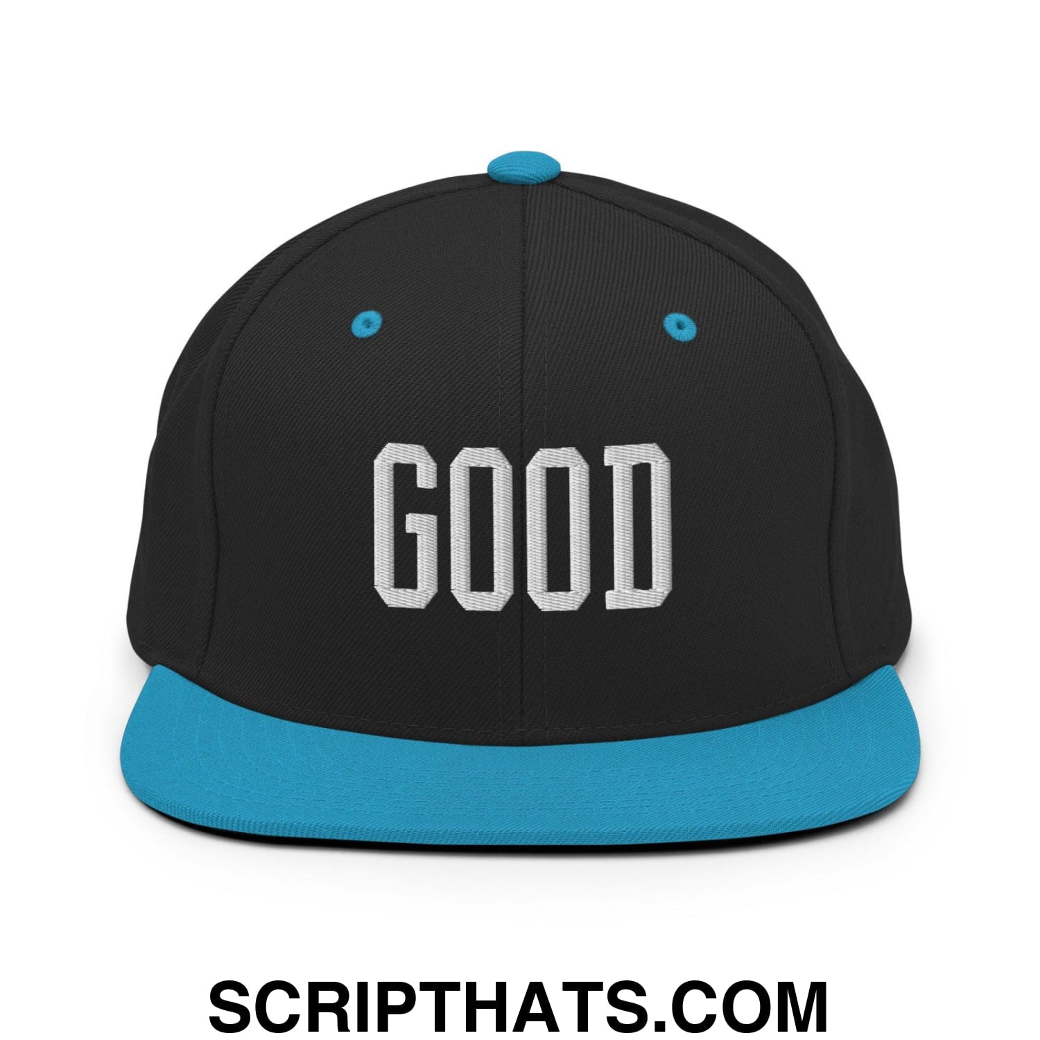 Good Varisty Letterman Block Snapback Hat Black Teal