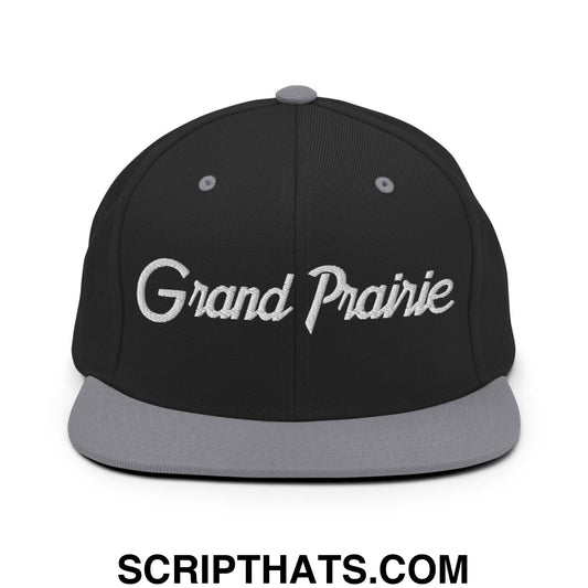 Grand Prairie Script Snapback Hat Black Silver