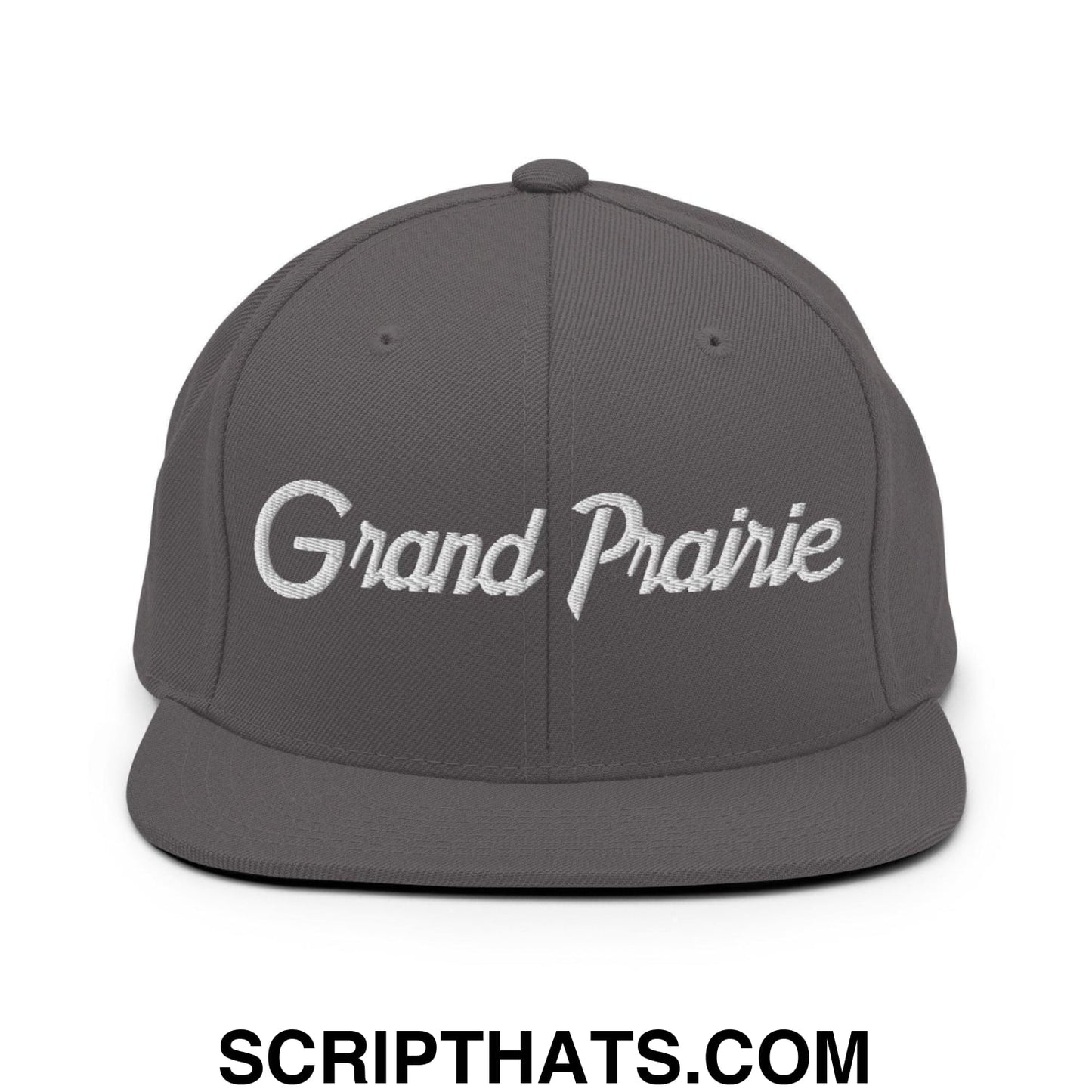 Grand Prairie Script Snapback Hat Dark Grey