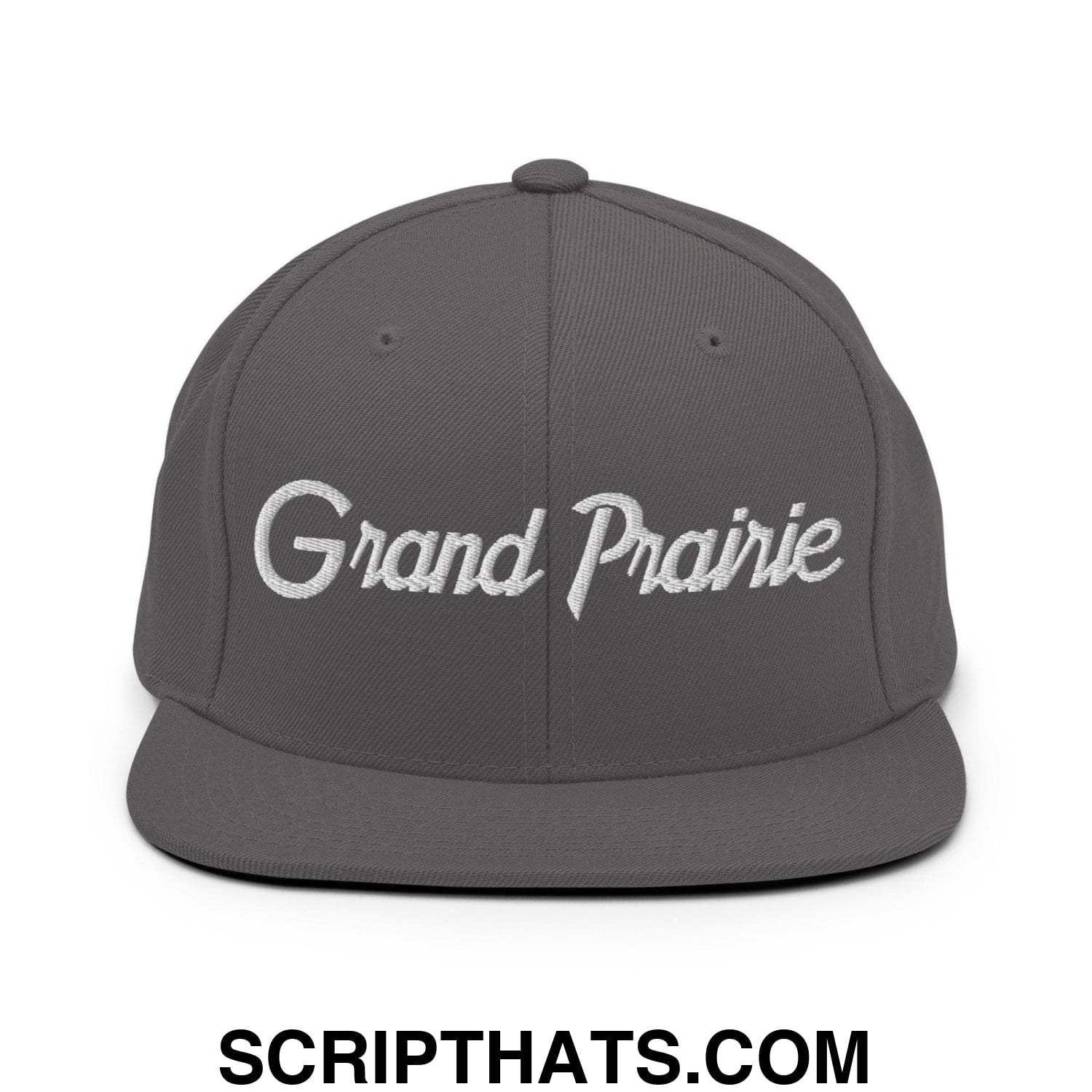 Grand Prairie Script Snapback Hat Dark Grey