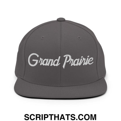 Grand Prairie Script Snapback Hat Dark Grey