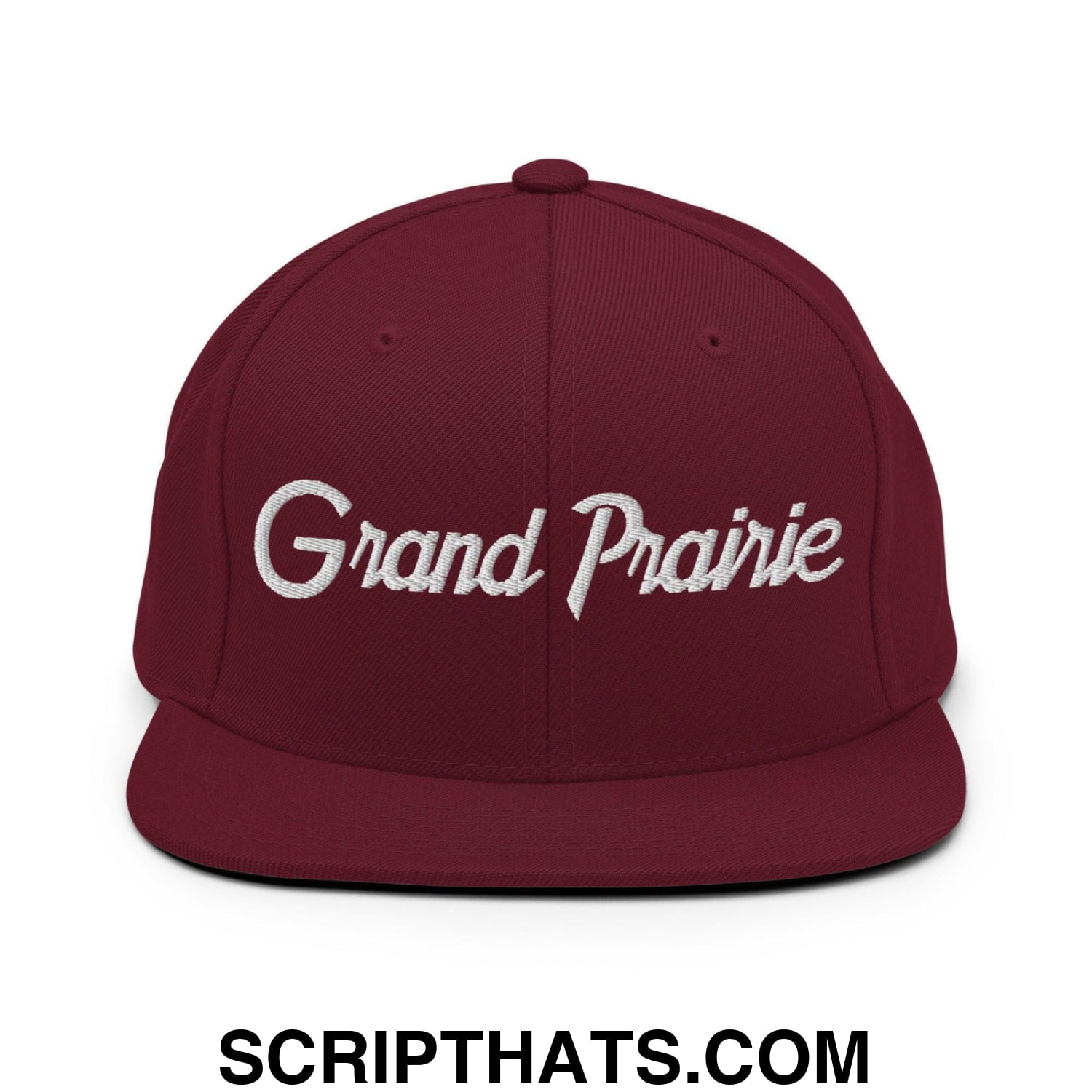 Grand Prairie Script Snapback Hat Maroon