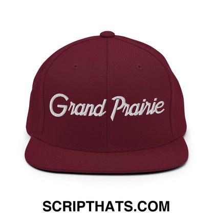 Grand Prairie Script Snapback Hat Maroon