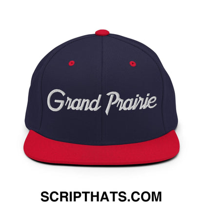 Grand Prairie Script Snapback Hat Navy Red