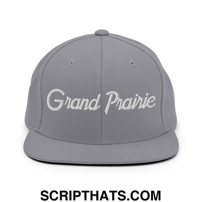 Grand Prairie Script Snapback Hat Silver