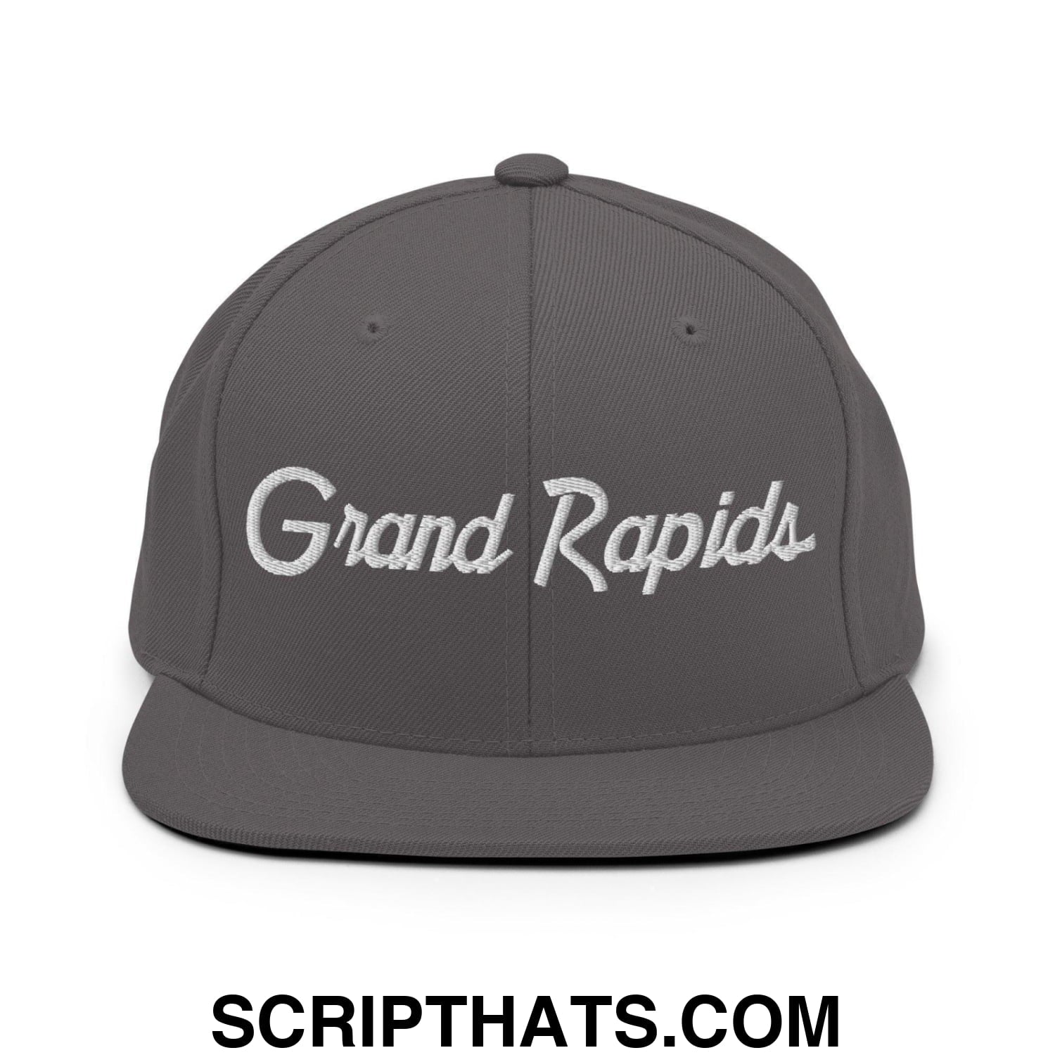 Grand Rapids Script Snapback Hat Dark Grey