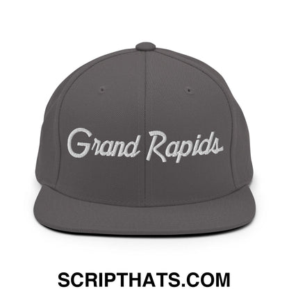 Grand Rapids Script Snapback Hat Dark Grey