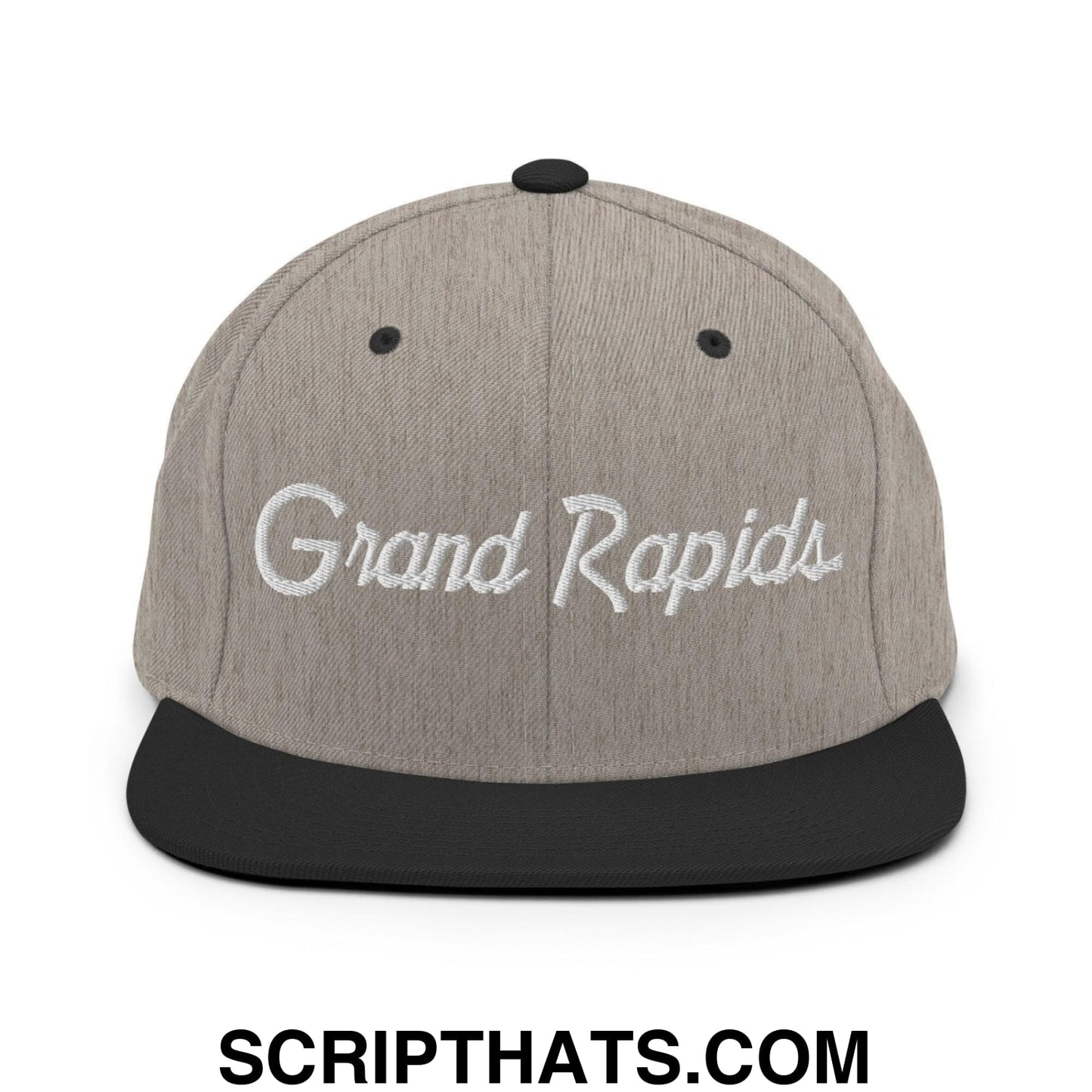 Grand Rapids Script Snapback Hat Heather Black