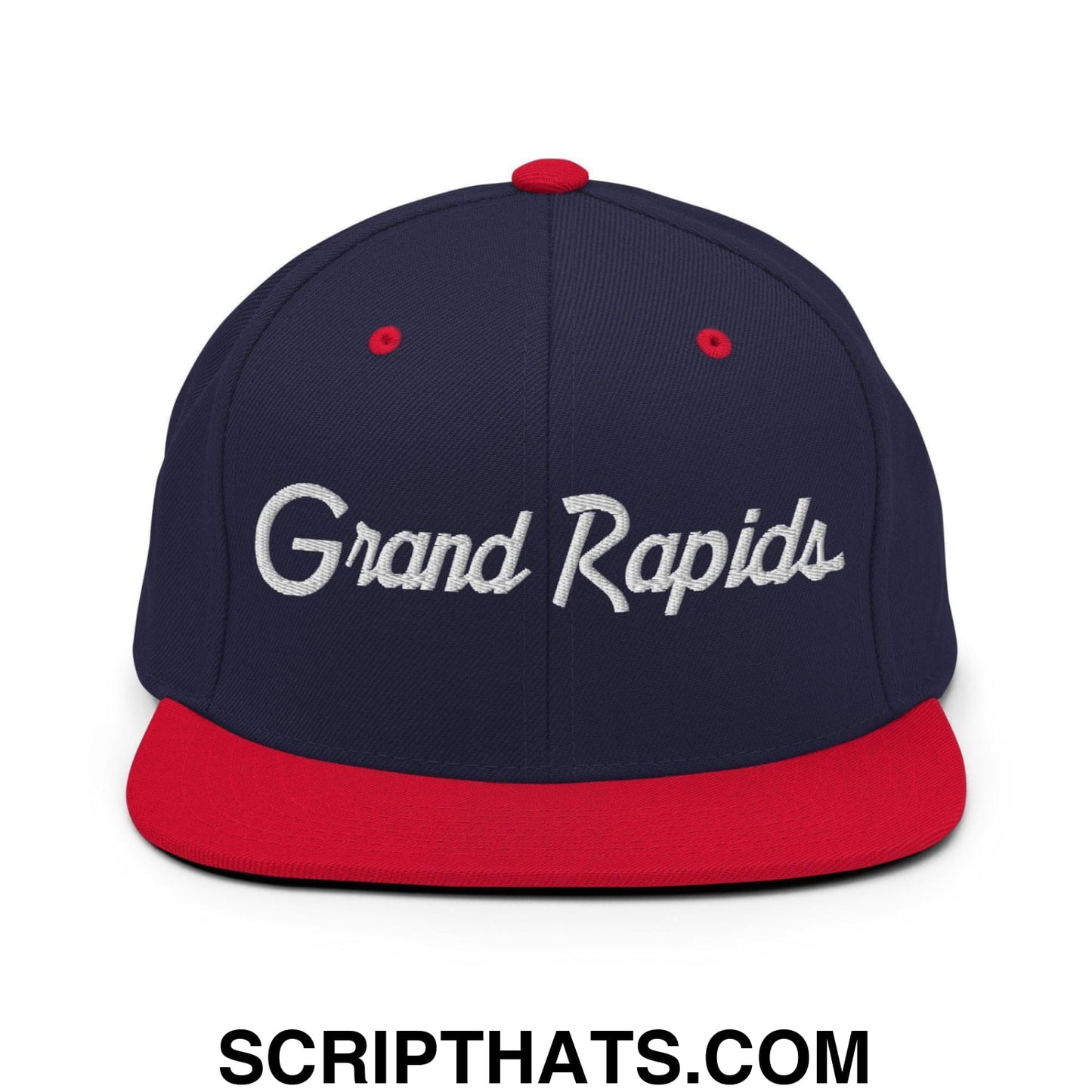 Grand Rapids Script Snapback Hat Navy Red