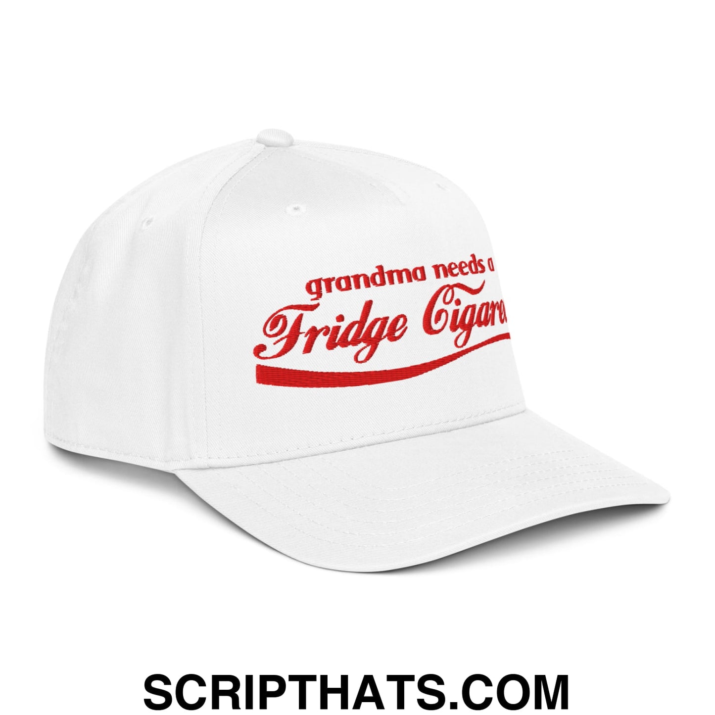 Grandma Needs a Fridge Cigarette Embroidered Baseball Snapback Hat White