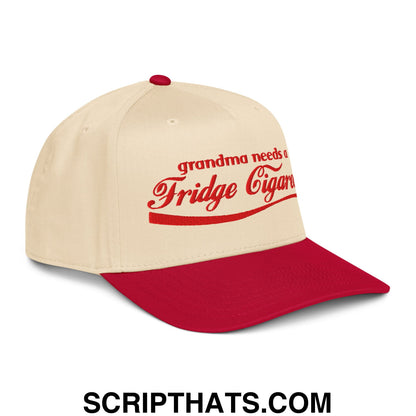 Grandma Needs a Fridge Cigarette Embroidered Baseball Snapback Hat Red Natural