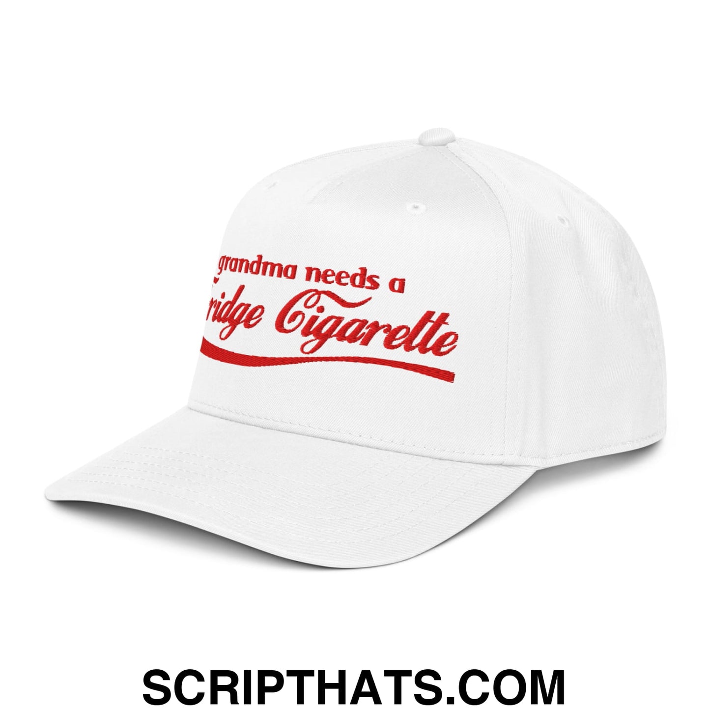 Grandma Needs a Fridge Cigarette Embroidered Baseball Snapback Hat White