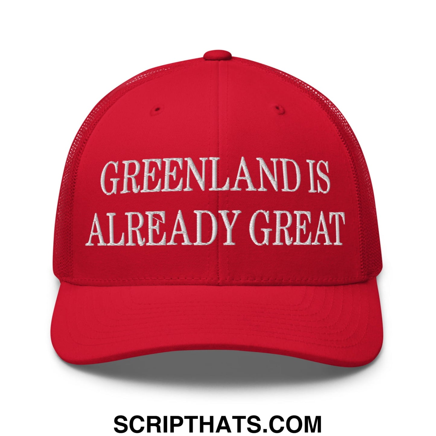 Greenland Is Already Great Embroidered Mesh Trucker Hat Red