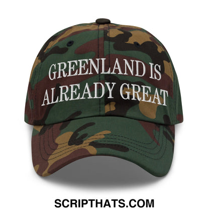 Greenland Is Already Great Embroidered Unstructured Dad Hat Green Camo