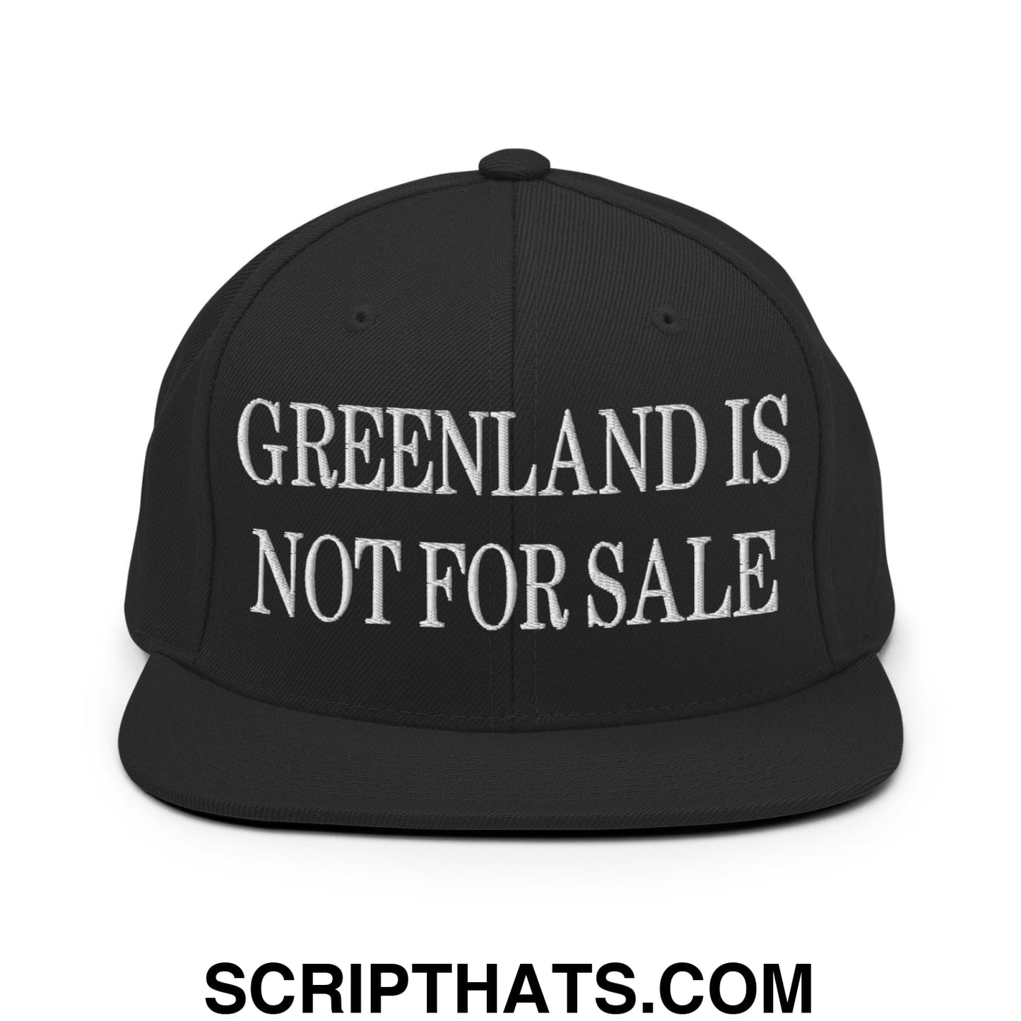 Greenland Is Not For Sale Embroidered Flat Bill Brim Snapback Hat Black