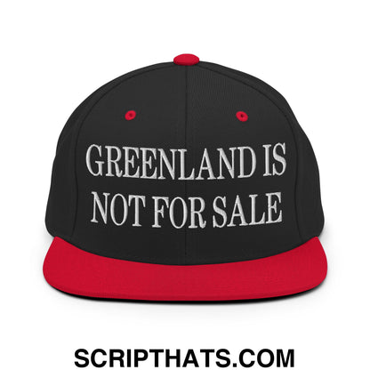 Greenland Is Not For Sale Embroidered Flat Bill Brim Snapback Hat Black Red